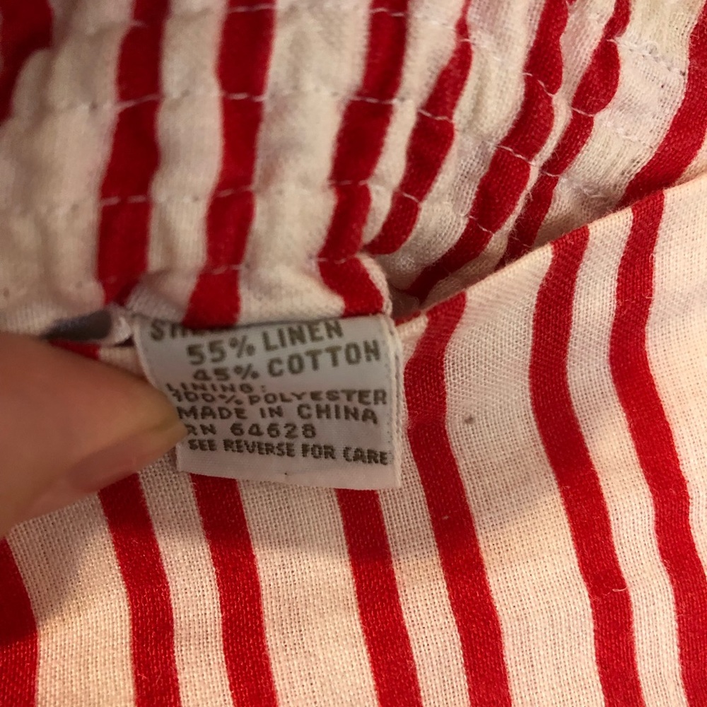 TOTOnKO Strawberries & Cream Striped Linen Cotton Blend Midi Skirt M - Picture 8 of 8